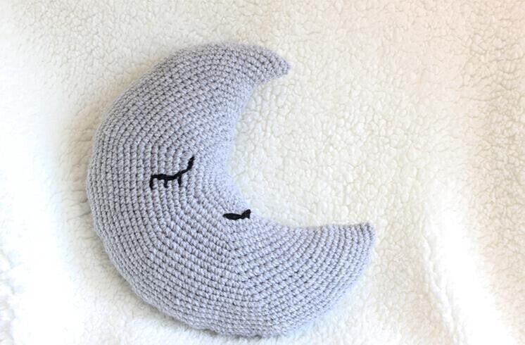 Crochet Moon decor pillow