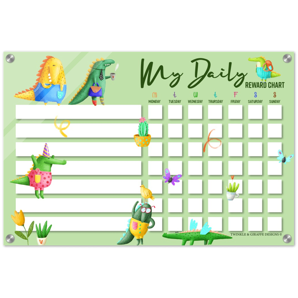 Crocodile Acrylic Print, Personalized Reward Chart, Acrylic Chore Chart, Kids Responsibility Chat, Dry Erase Chore Chart