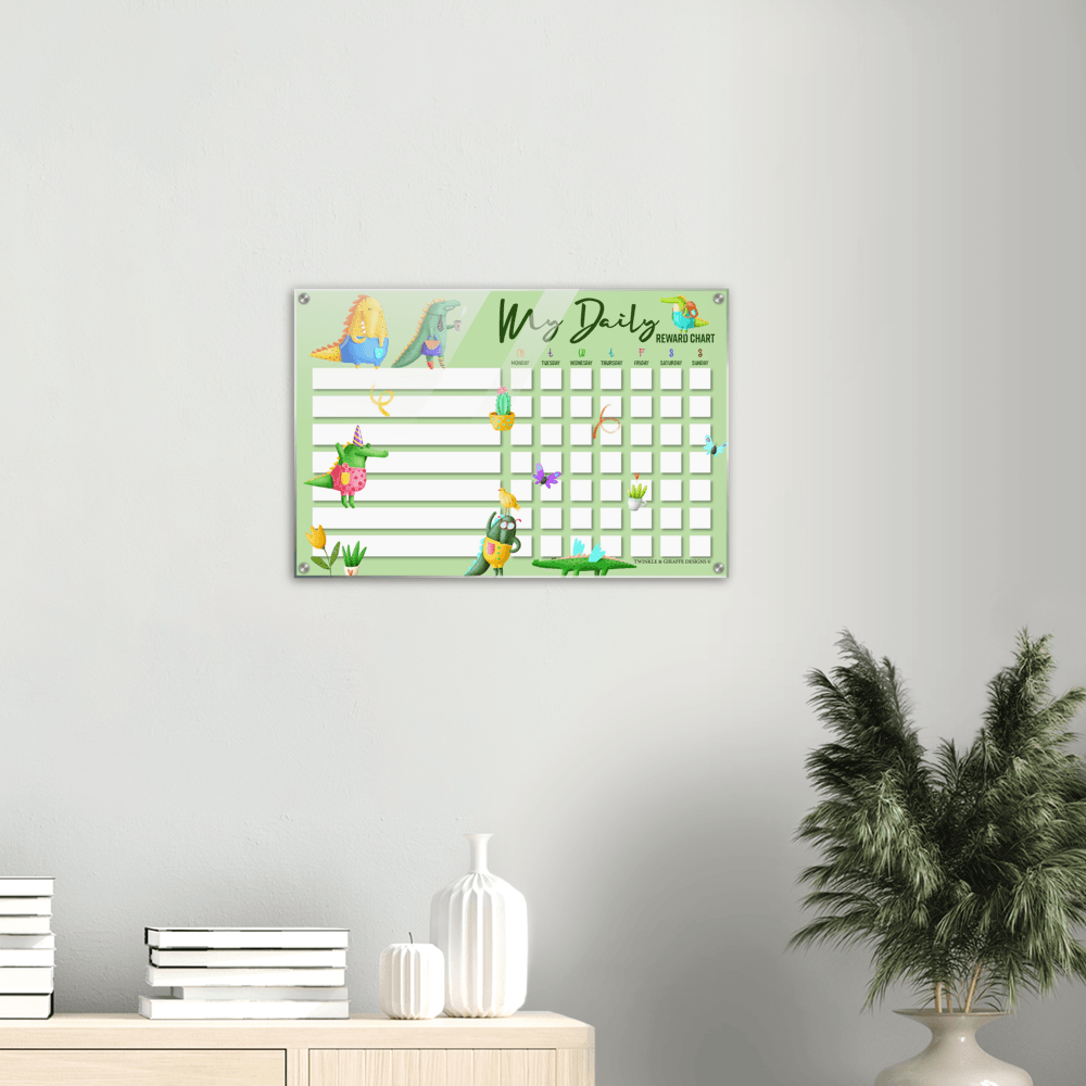 Crocodile Acrylic Print, Personalized Reward Chart, Acrylic Chore Chart, Kids Responsibility Chat, Dry Erase Chore Chart