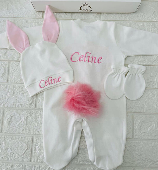 Customize Embroidery Rabbit Baby Clothes