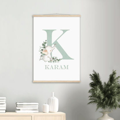 Cute Elephant Alphabet Letter Poster & Hanger (A2 42 x 59.4 cm)