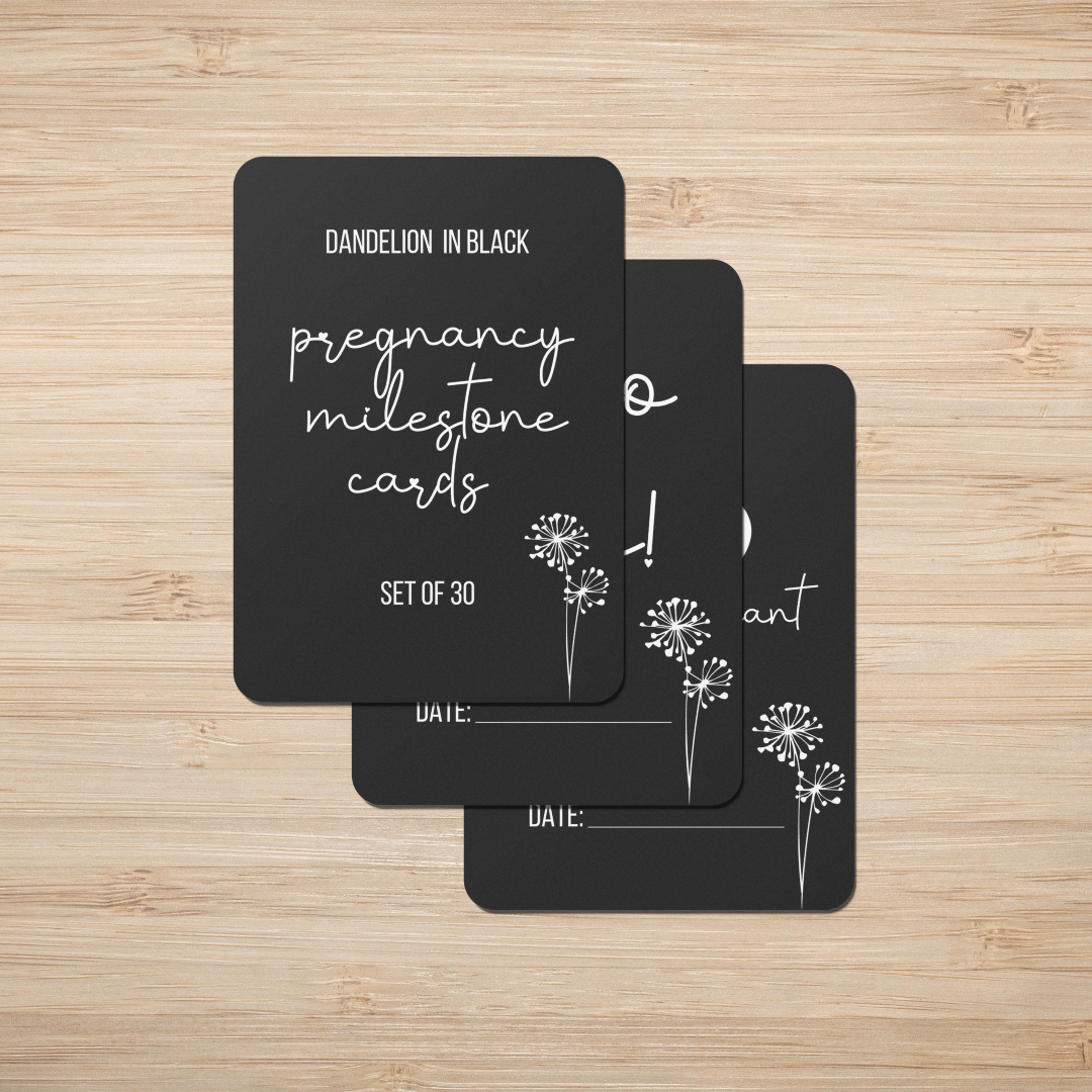 Dandelion in Black Pregnancy Milestone Cards - Set of 30