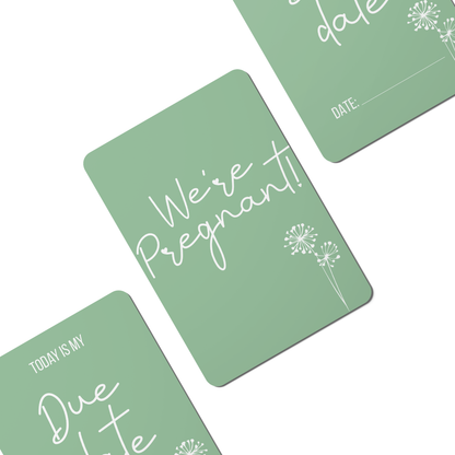 Dandelion in Green Pregnancy Milestone Cards - Set of 30