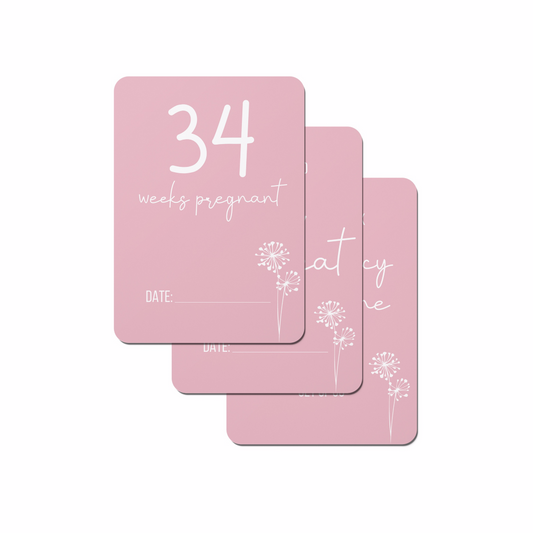 Dandelion in Pink Pregnancy Milestone Cards - Set of 30