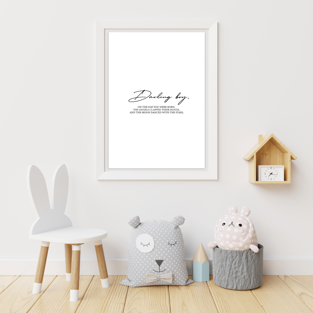 Darling Boy Poster Print (A3 , White Frame)