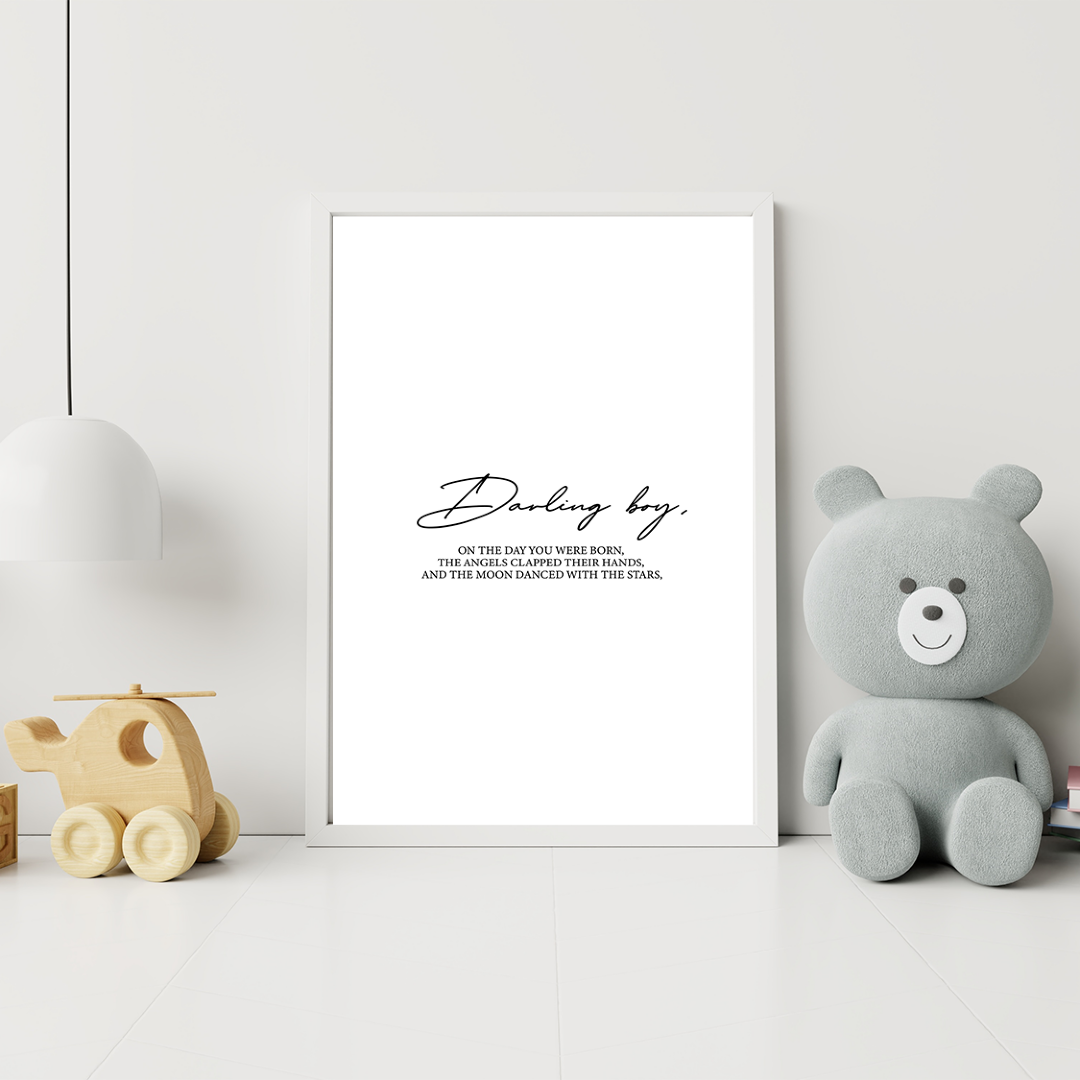 Darling Boy Poster Print (A3 , Wooden Frame)