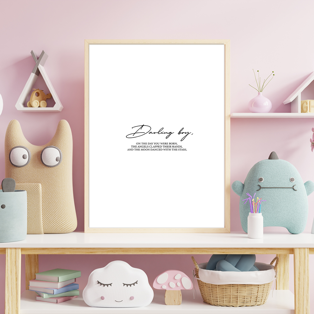 Darling Boy Poster Print (A3 , Wooden Frame)