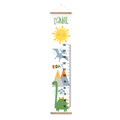 Dino Wall Height Chart Print on Canvas with Poster Hanger