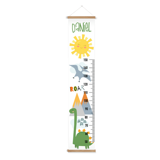 Dino Wall Height Chart Print on Canvas with Poster Hanger