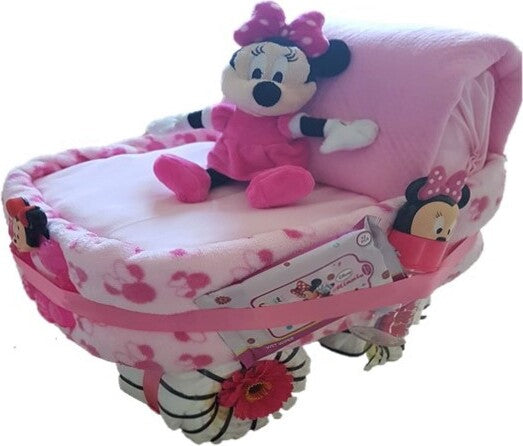 Disney Minnie Mouse Pram Nappy Diaper Cake by Bumpp2Babyy / Baby Gift / Baby Girl baby shower gift