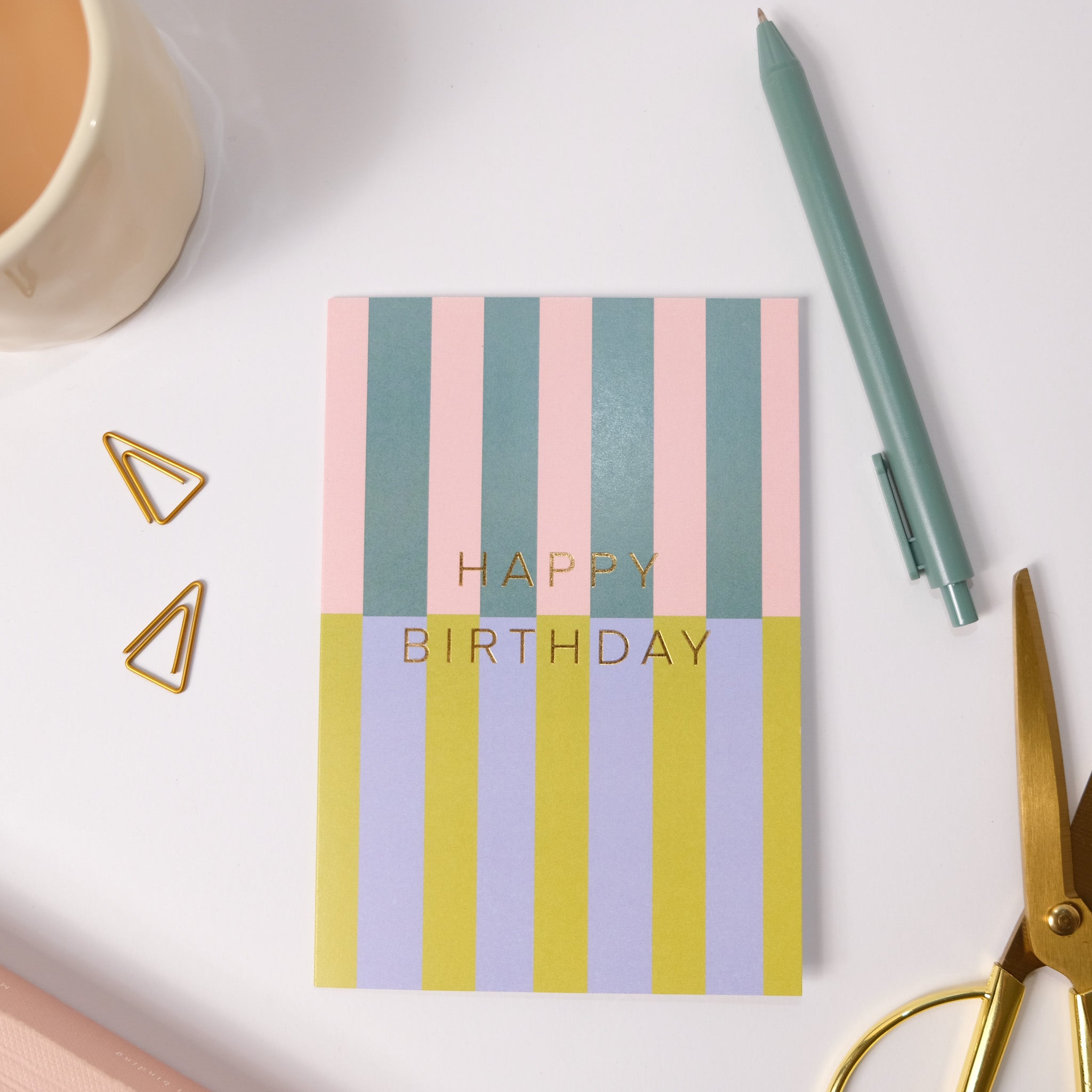 Happy birthday stripe multi card