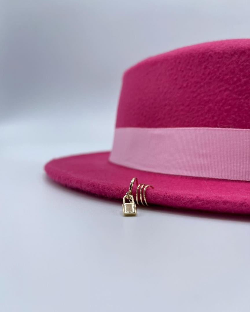 Elegant and unique fuchsia boater hat