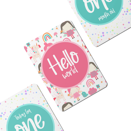 Fairies and Unicorns Baby Milestone Cards - Set of 25