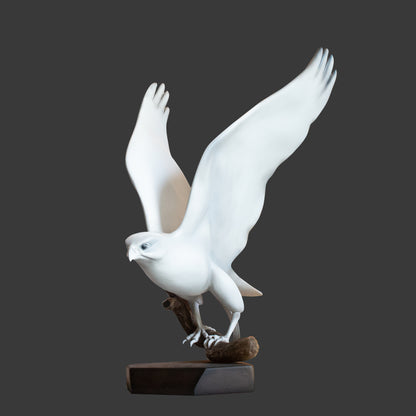 White Peregrine Falcon Sculpture