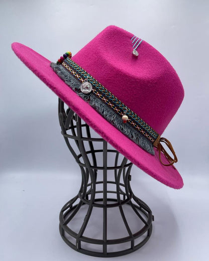 Fuchsia fedora with plane accessory