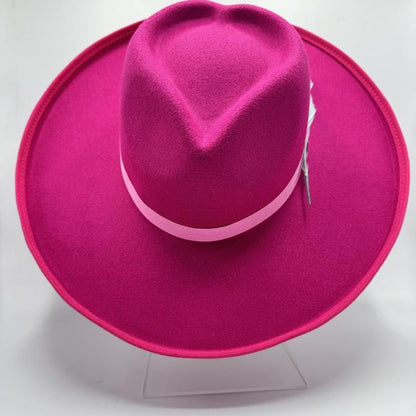 Heart shaped fuchsia wide brim hat