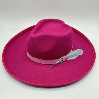 Heart shaped fuchsia wide brim hat