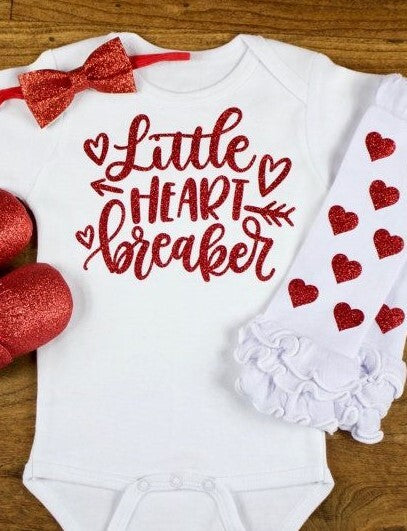 GLITTER Little Heart Breaker - Baby Girl / Valentines Day / Bodysuit Onesie