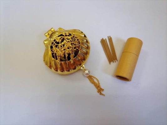 GOLD METAL PLATED BURKHUR BURNER WITH BURKHUR STICKS