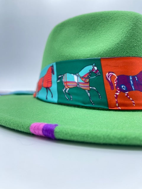 Green fedora hat