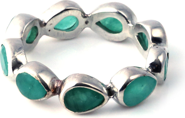 Green Onyx Bezel Set Ring Sterling Silver