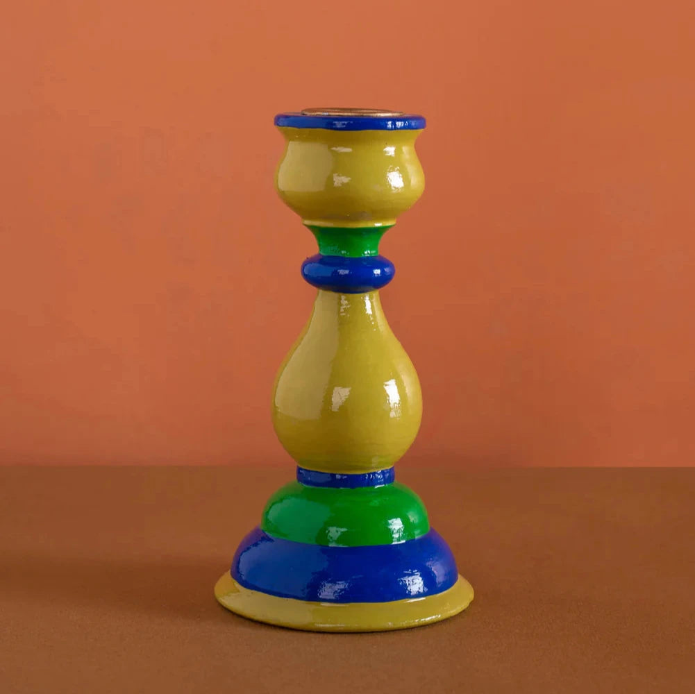 Pre-order: Hand Painted Wooden Carved Candlestick