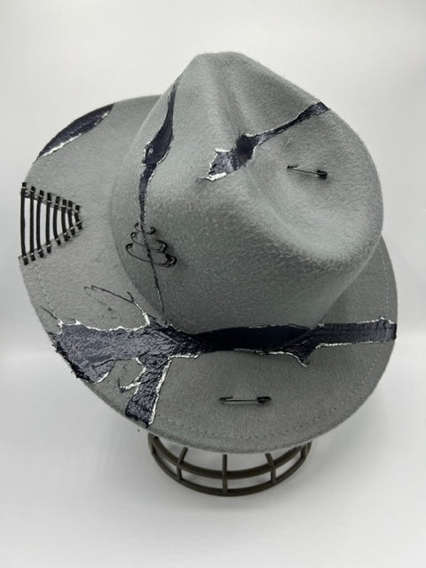 Grey fedora with silver touches