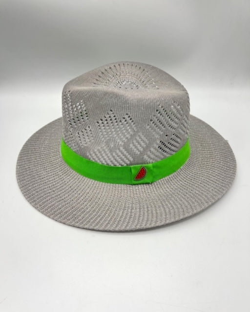 Grey straw summer hat