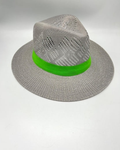 Grey straw summer hat