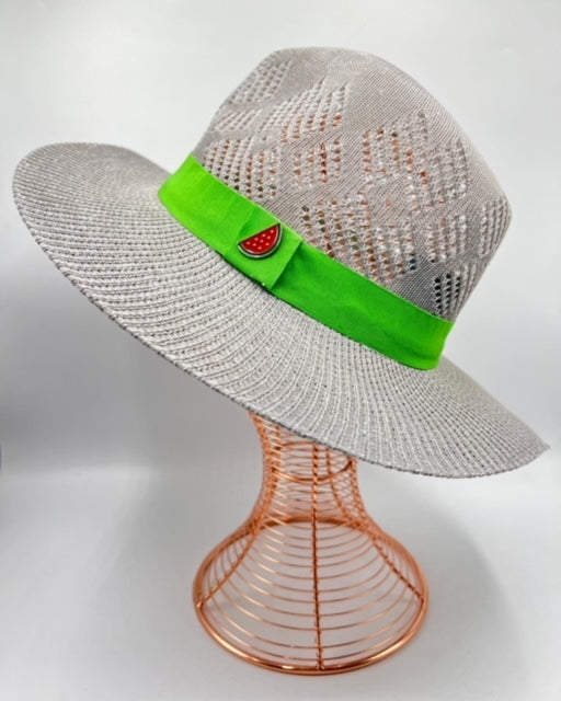 Grey straw summer hat