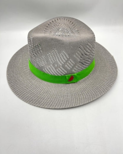 Grey straw summer hat