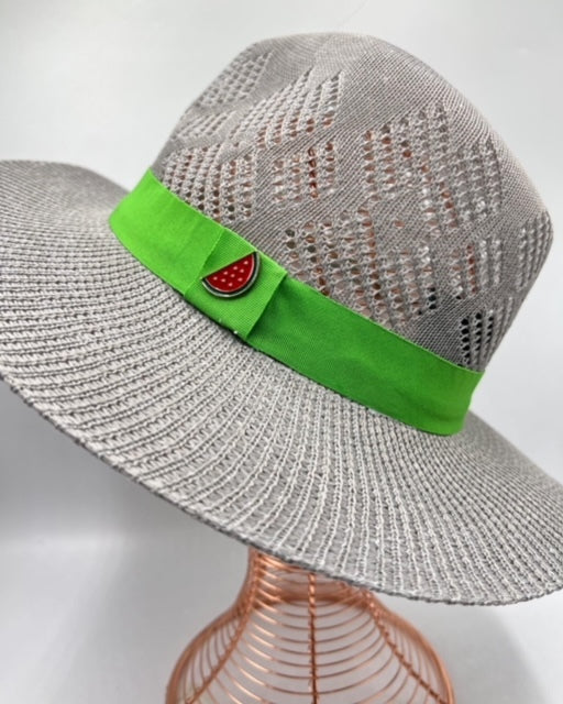 Grey straw summer hat