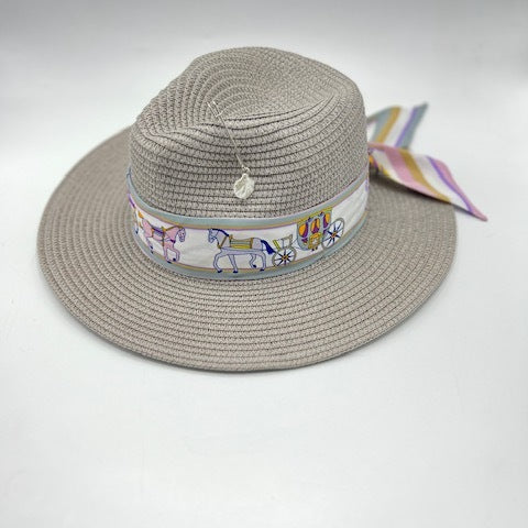 Grey summer straw hat