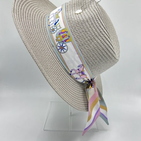 Grey summer straw hat