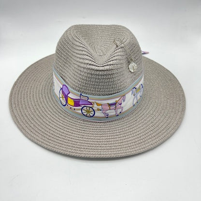 Grey summer straw hat