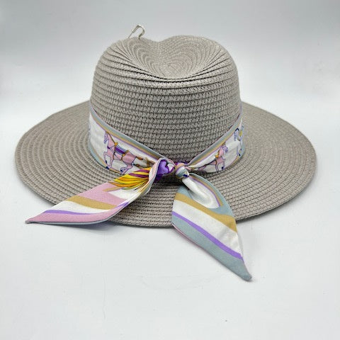 Grey summer straw hat