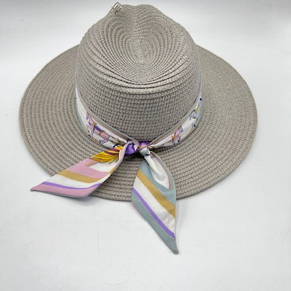 Grey summer straw hat