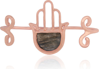 Hamsa Double Finger Ring Sterling Silver