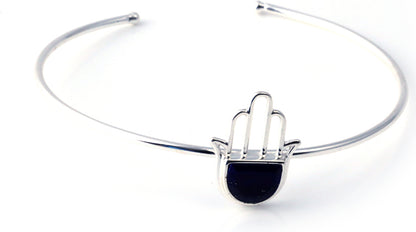 Hamsa Open Ended Cuff Bracelet Sterling SIlver