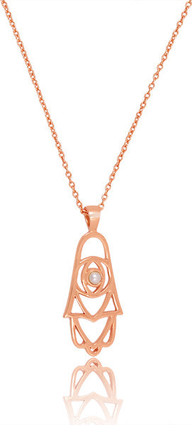 HAMSA PEARL PENDANT ROSE GOLD PLATED STERLING SILVER