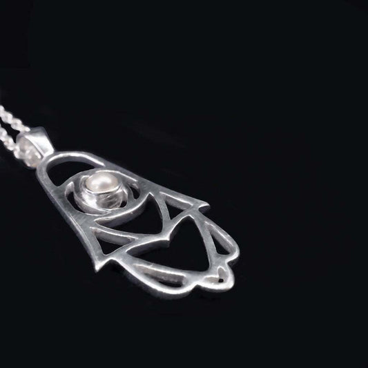 Hamsa Pearl Pendant Sterling Silver