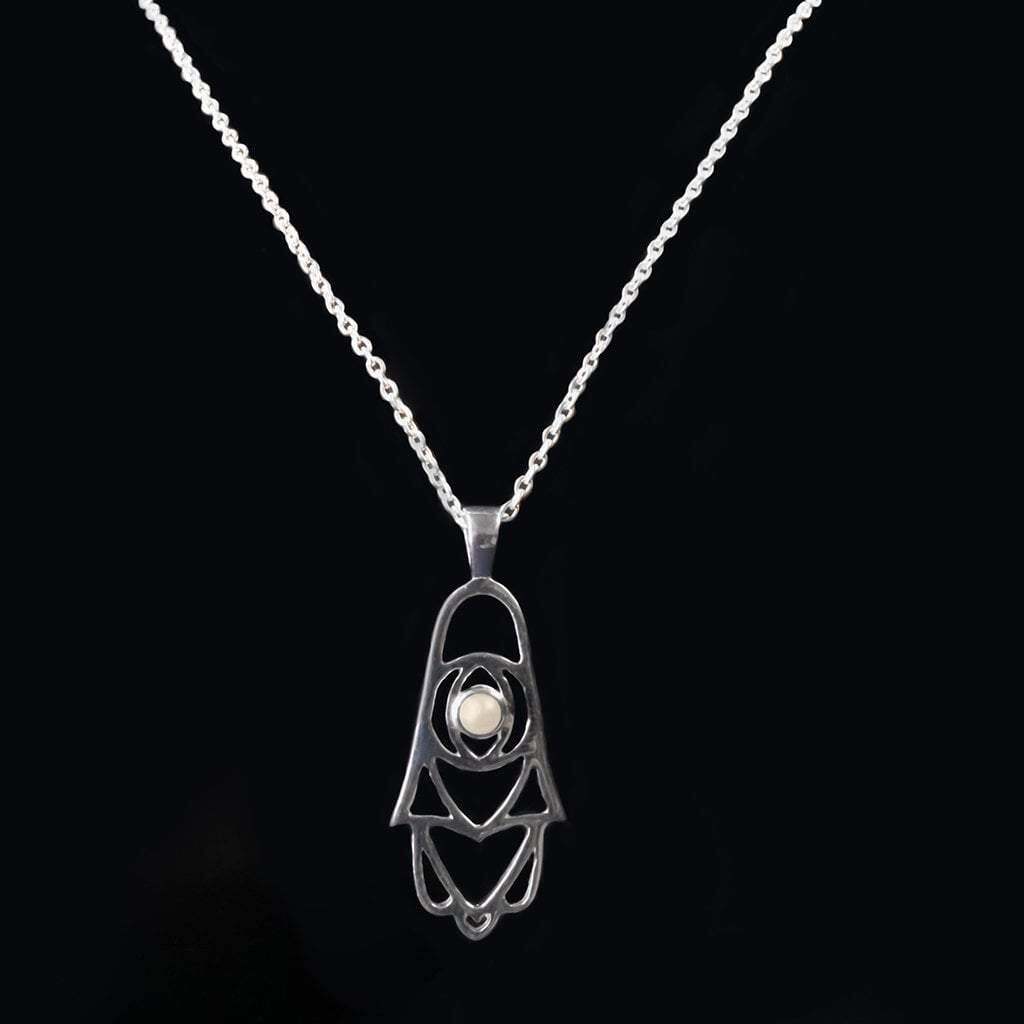 Hamsa Pearl Pendant Sterling Silver