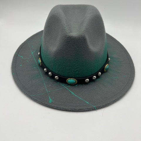 Hand drawing gray fedora