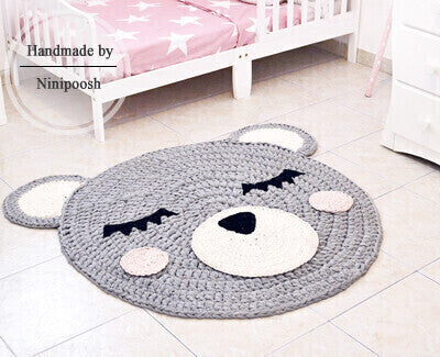 Handmade Crochet Bear Rug for baby nursery room