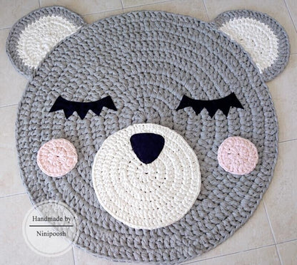 Handmade Crochet Bear Rug for baby nursery room