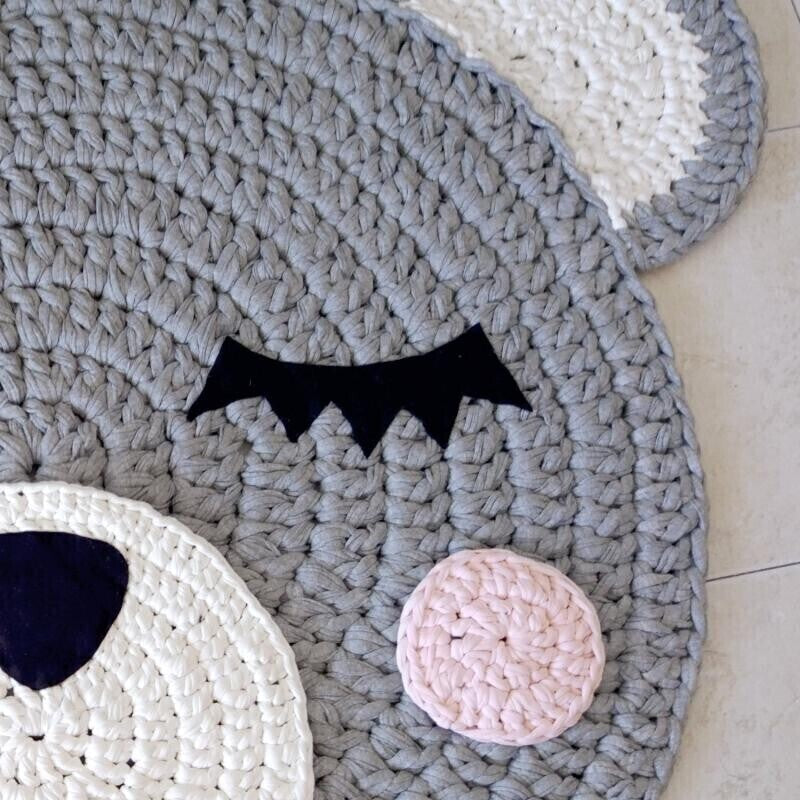 Handmade Crochet Bear Rug for baby nursery room