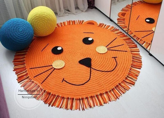 Handmade Crochet Lion Rug for baby nursery room