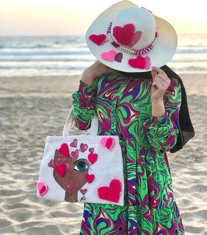 Heart tote Bag and Hat set