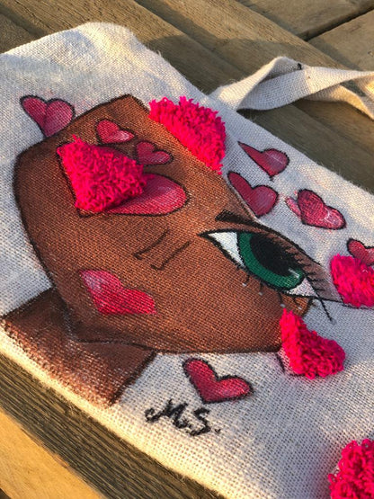 Heart tote Bag and Hat set