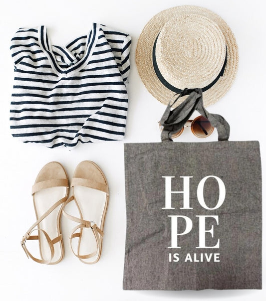 Hope Is Alive Recycled Organic Cotton Tote Bag [For Women & Girls]